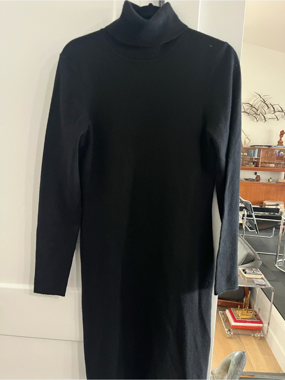 Barrow & Grove Cashmere Black Turtleneck LongSleeve sweater dress M minimalist